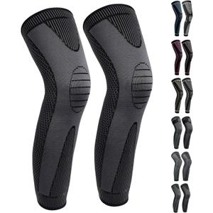 Full Leg Sleeves Long Compression Leg Sleeve Knee Sleeves Protect Leg, for Man Women Basketball, Arthritis Cycling Sport, L