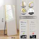 SCWF-GZ 57x20 Door Hanging Full Length Mirror, Floor Stand (Height 5.7ft just Body in1.3ft) Wall Mounted Metal Frame Rectangle Dressing Mirrors for Bedroom Room 57 inch Gold