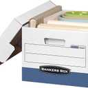 Bankers Box 12-Pack R-Kive Heavy Duty File Storage Boxes with Lids, FastFold Assembly, Letter/Legal, (07243)