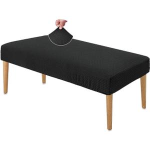 NeColorLife Dining Bench Cover Stretch Jacquard Fabric Thick Seat Protector for Living Room,Bedroom,Kitchen,Large Size,Black