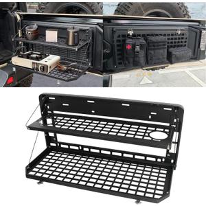 Tailgate Table Rear Foldable Cargo Shelf Aluminum Alloy Storage Shelf MOLLE Panel for Jeep Wrangler JK JKU JL JLU