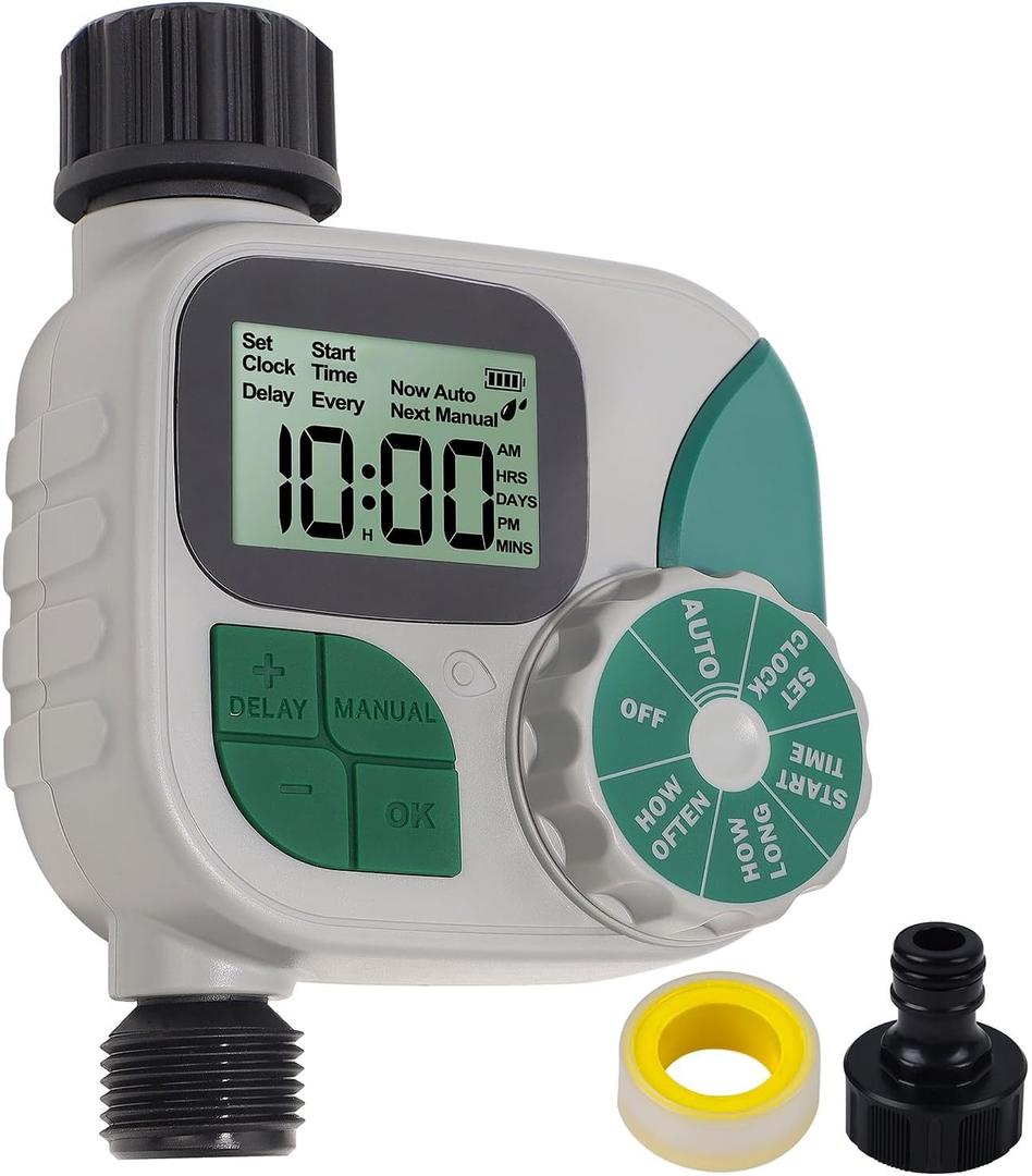 Biswing Watering Timer for Garden Hose, Outlet Hose Water Sprinkler Timers, Programmable Hose Timer with Digital Irrigation Timer System, Battery Operated for Outdoor Yard Lawn Garden Watering