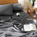 MooMee Bedding Duvet Cover Set 100% Washed Cotton Linen Like Textured Breathable Durable Soft Comfy (Heathered Dark Grey, Palatial King/Oversized King 120"x98")