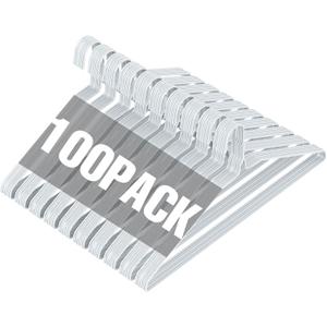 SPECILITE Wire Metal Clothes Hangers Bulk 100 Pack for Standard Size Suits, Coats, Shirts, Pants, Skirts, Space Saving, Non Slip,16 Inch 12 Gauge Ultra Thin, White