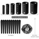WILLBOND 141 Pieces Hair Rollers Set Include 60 Pcs Plastic Hair Rollers (black,6 Sizes)