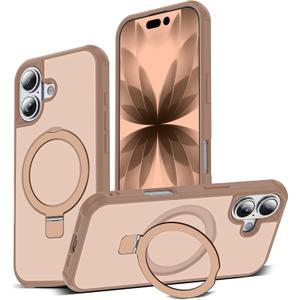 Compatible with iPhone 17 Case with Magnetic Ring Stand, Phone Case with Kickstand for iPhone 17 6.3" [Compatible with Mag-Safe][Anti-Fingerprint][Anti-Scratch], Brown