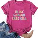 Womens Breast Cancer Shirts Pink Ribbon Cure Breast Cancer Awareness Tshirts Short Sleeve Tops (Medium, Rose-27)