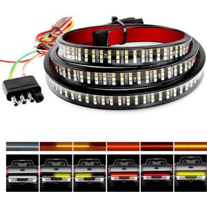 Nilight TR-04 Truck Tailgate Bar 60" Triple Row 504 LED Strip with Red Brake, White Reverse, Sequential Amber Turning Signals, Strobe Lights, (60" Light Strip)