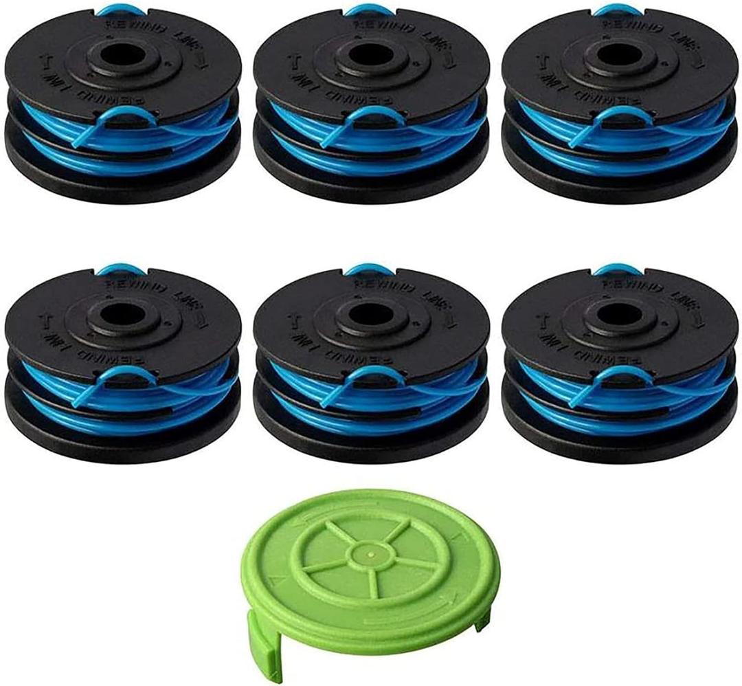 THTEN 2900719 Trimmer Spool Line Replacement for Greenworks 20ft 0.065 inch 2101602 2101602A STBA40B210, 2101602, ST40B410, BST4000 Dual line String Trimmers+3410468 Cap Covers Parts