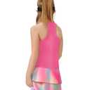 WOWENY Girls Tennis Dress Sleeveless Golf Outfit Kids Workout Sports Sets Athletic Dress with Shorts Pockets 4-14 Years Pink Tie-dye S (Pink, S)