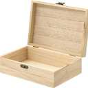 6 Pack Unfinished Wood Box with Lid Crafts Wooden Box for DIY Arts Project (8.3x6x2.7 Inches)