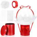 AmazingSpark Graduation DIY Surprise Gift Box with Balloons Kits Round Box with 20'' Bobo Balloon Ribbon Raffia Tissue Paper for Her Family Friends Birthday Weddings Baby Showers(Red, White)