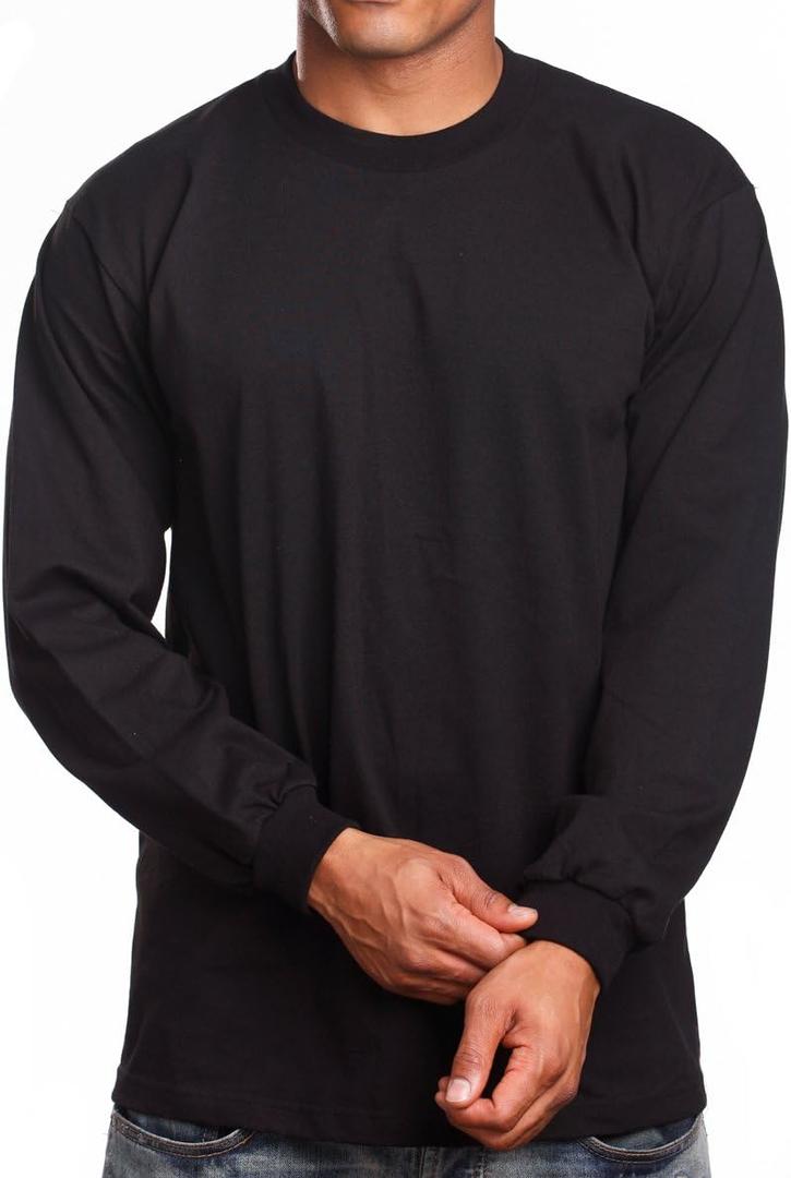 PRO 5 Super Heavy Mens Long Sleeve T-Shirt (Small, Black)