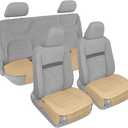 Microfiber Leather Car Seat Cover Full Set, Includes Front & Back Car Seat Protector, Premium Interior Covers with Storage Pockets, Padded Seat Covers for Cars Trucks SUV Auto (Beige)