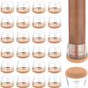 24 PCS Silicone & Felt Chair Leg Floor Protectors for Hardwood Floors - Furniture Pads, Chair Leg Covers/Cups - No Noise & Scratch-Proof - Round L (Fits 1 3/16"-1 6/16" / 30-35mm), Clear