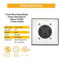 2 x Nema 14-50 Outlet with Square Wall Plate, 50 Amp 125/250 Volt Receptacle, Flush Mounting Receptacle for RV Oven Range and Stove Outlet, 3-Pole 4-Wire, Nema 14-50r Receptacle with Plate