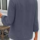 SHEWIN Women Smocked Neck Tops 3/4 Sleeve Loose Fit Shirts Business Dressy Casual 2026 (Blue) L