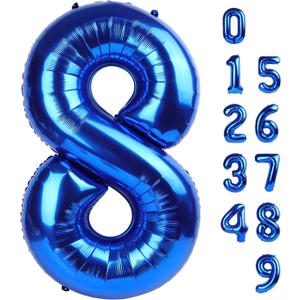 40 Inch Number 8 Balloon, Navy Blue 8 18 28 80 Birthday Balloons for Men Boys, 8th Birthday Decorations Party Supplies, Wedding