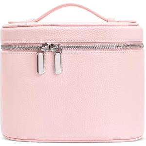 Cosmetic Case, Leather Makeup Bag, Portable Handheld Makeup Case, Detachable Compartments (M(8*5.5*6in), pink)