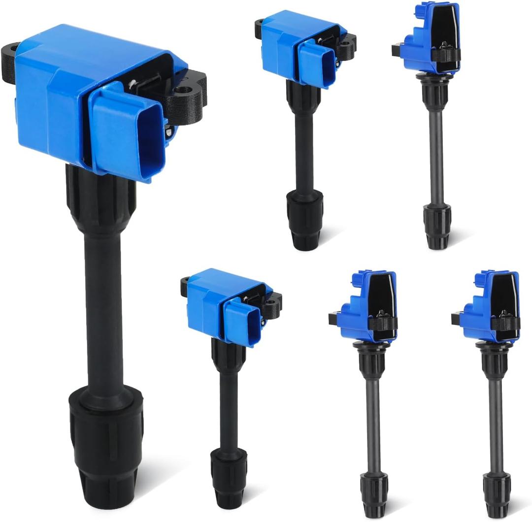 Blue Set of 6 Ignition Coil Pack 3L Compatible with 1996 1997 1998 1999 Infiniti I30 3.0L V6, 1995 1996 1997 1998 1999 Nissan Maxima 3.0L V6 Replace UF138 UF139 5C1165 5C1166
