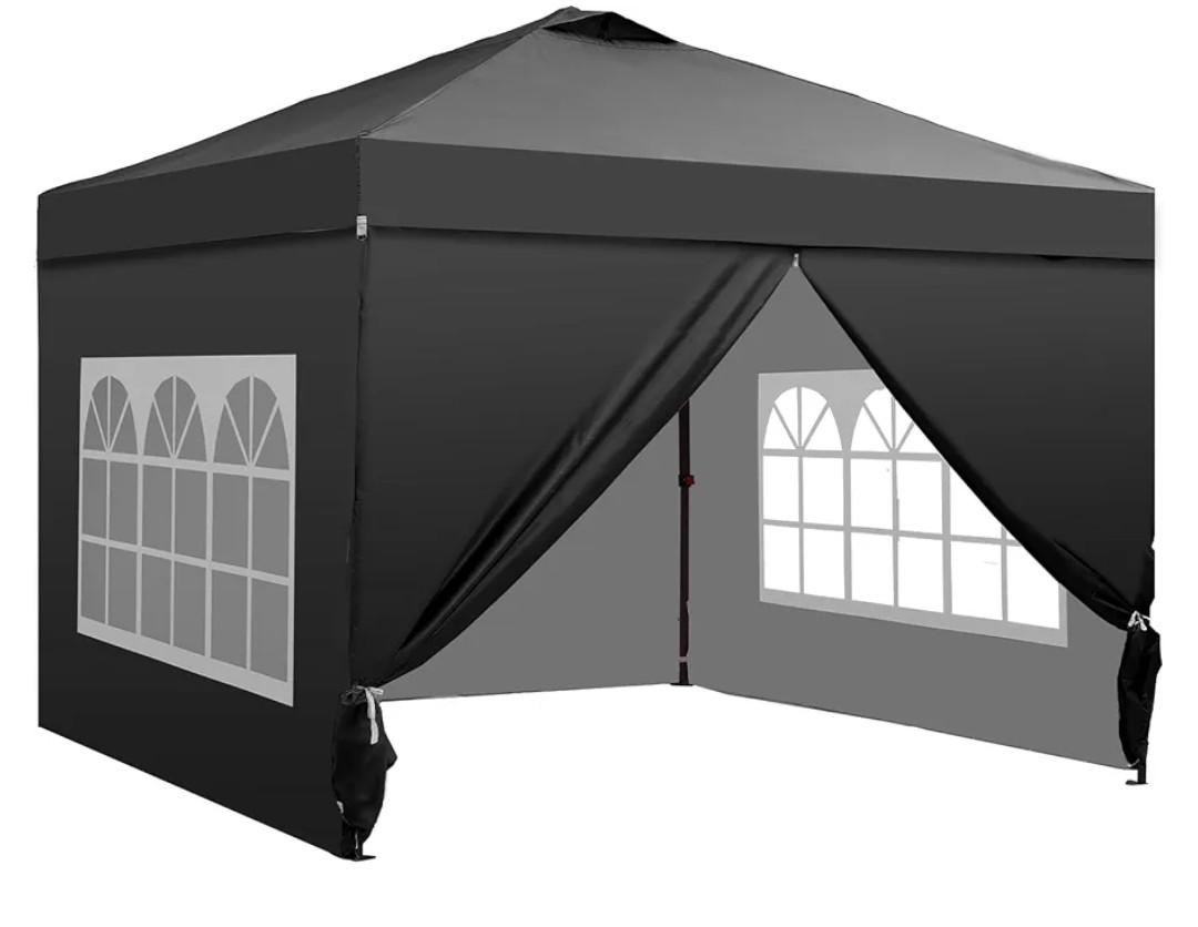 Pop up Tent with Sidewalls, Heavy Duty Commercial Instant Shelter, Quick Setup Black