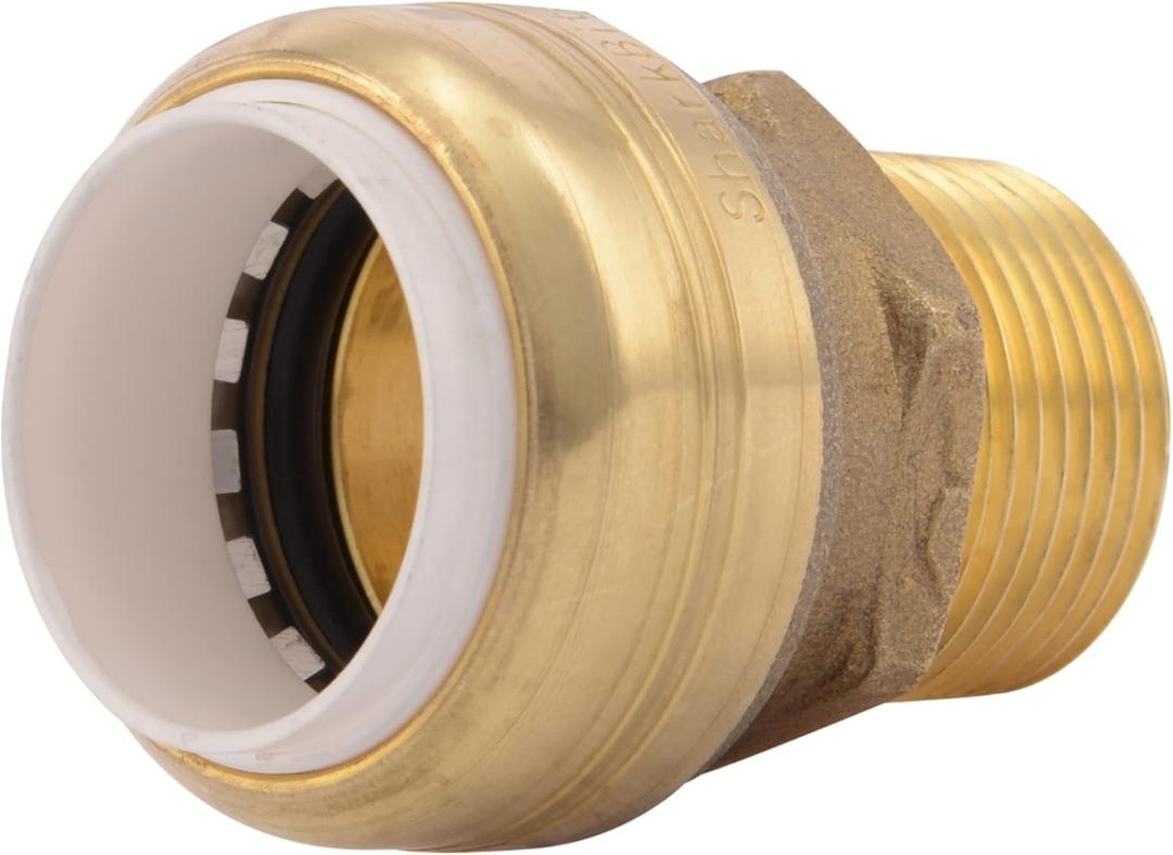 SharkBite 3/4 Inch PVC x 3/4 Inch MNPT Adapter, Push to Connect Brass Plumbing Fitting, PVC Pipe, UIP134A