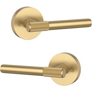 Asidrama 2 Pack Champagne Bronze Dummy Door Handles, Non-Turning Decorative Door Lever with Door Knobs for Closet, French Double Doors, Pantry & Interior Push/Pull Use 06