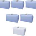 Bridesmaid Proposal Gifts Letter Cosmetic makeup bag bulk for Wedding Party Favors Bachelorette party decorations Toiletry Organizer Bag Makeup Case Gift (6, White&Dusty Blue)