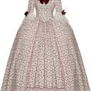 CosplayDiy Women's Rococo Ball Gown Gothic Victorian Dress Costume Red Flower (3X-Large)