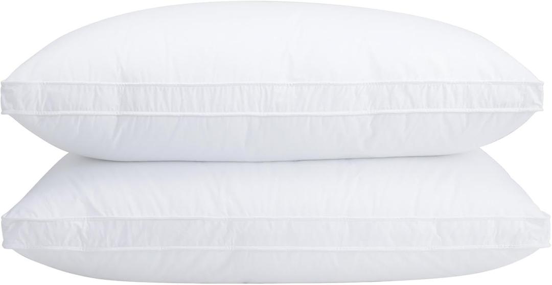 Set of 2 Standard Size Down Pillows - Goose Feather & Down Blend Pillows 440 Fill Power, 100% Cotton Cover, Hypoallergenic, Medium Support