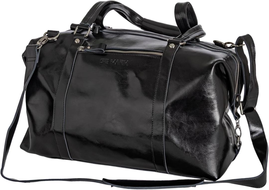 Travel Leather Bag - Genuine Duffel Bag Overnight Weekender for Men & Women, 18in x 11in x 9in