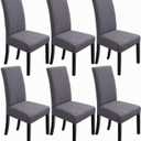 Chair Covers for Dining Room Set of 6, Stretch Parsons Chair Covers,Washable Spandex Dining Chair Slipcovers Seat Protector for Dining Room,Kitchen,Hotel(Dark Grey)