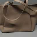 Work Tote Bags for Women 15.6 Inch - Laptop Tote Bag with Zip Compartments - Large PU Leather Office Purse Computer Briefcase (Nude)