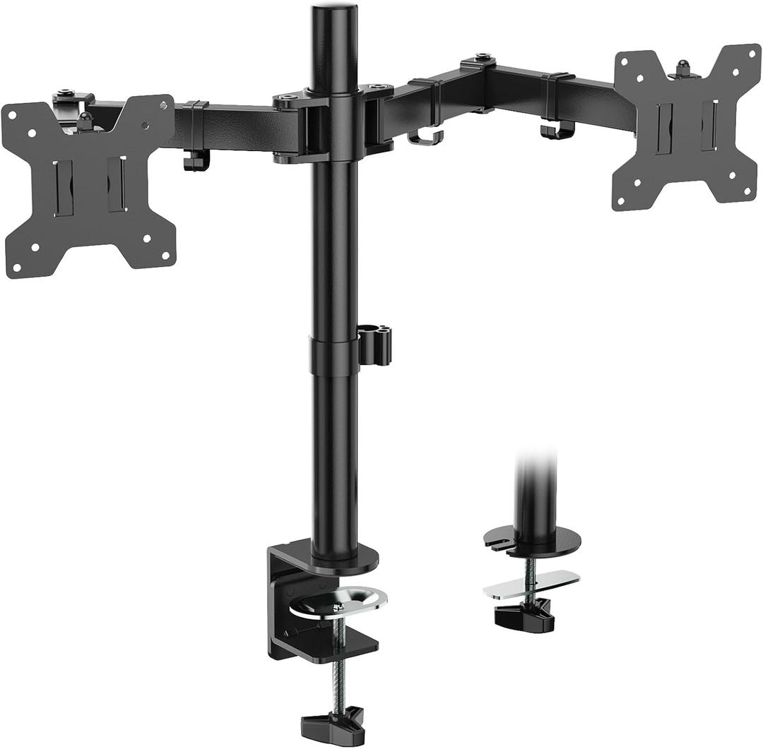 WALI Dual Monitor Desk Mount, Monitor Stand for 2 Monitors Up to 27inch, Dual Monitor Mount Max 22lbs for Home, Office, School (M002), Black