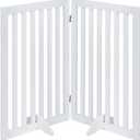 unipaws 36H Free Standing Pet Gate for Dog and Cat, Wooden Dog Gates for Doorway, Stairs, Room Divider, Step Over Foldable Pet Fence for The House, Expandable Barrier, Indoor Use, White (40"W36"H)