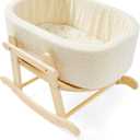 Wooden Baby Doll Crib, Baby Doll Bed Toys for Cat Dog, Wooden Boucle Bassinet for Dolls Up to 16 Inch, Doll Accessories with Mattress and Bassinet, Gift for Boys & Girls