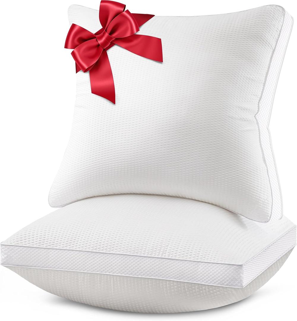 18x18 Pillow Inserts Set of 2, Down Alternative Throw Pillow Inserts with 100% Cotton Cover, Machine Washable Reading Pillows, Decorative Pillows for Bed, Sofa, and Couch (White)