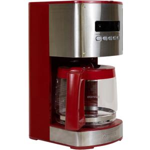 Kenmore Drip Coffee Maker - 12 Cup Programmable Cafe Machine With Glass Pot, Regular & Bold Brew, Auto Shut Off Large Water Reservoir, Reusable Filter, Kitchen Appliances For Cafeteria Barista, Red (EXP 05/22/36)