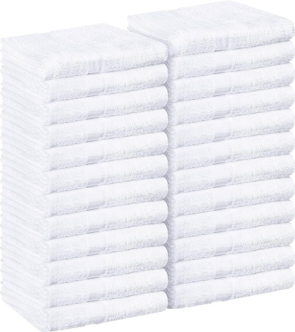 Utopia Towels, Salon Towel, Pack of 24, Not Bleach Proof, 16 by 27 Inches, Highly Absorbent Cotton Towels for Hand, Gym, Beauty, Spa, and Home Hair Care, White