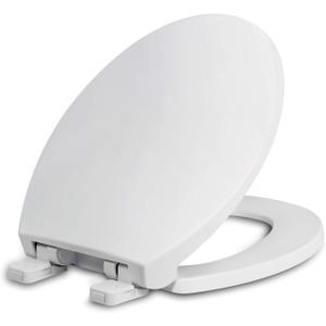 WSSROGY Round Toilet Seat with Lid, Slow Close Seat and Cover, Including Two Sets of Parts, Fit All Standard Round Toilet, Quiet Close, Plastic, White