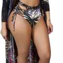 Viottiset Women's Printed 3 Pieces High Waist Bikini Maxi Swimsuit Cover up (Multicolor), S