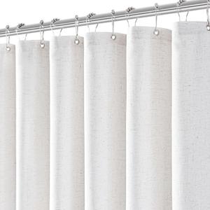 White Linen Small Stall Shower Curtains for Bathroom Natural Boho Shower Curtains Stall Bath 36x72 Cloth Fabric Half Narrow Water Repellent RV Drapes for Bathtub 36 x 72 Inches