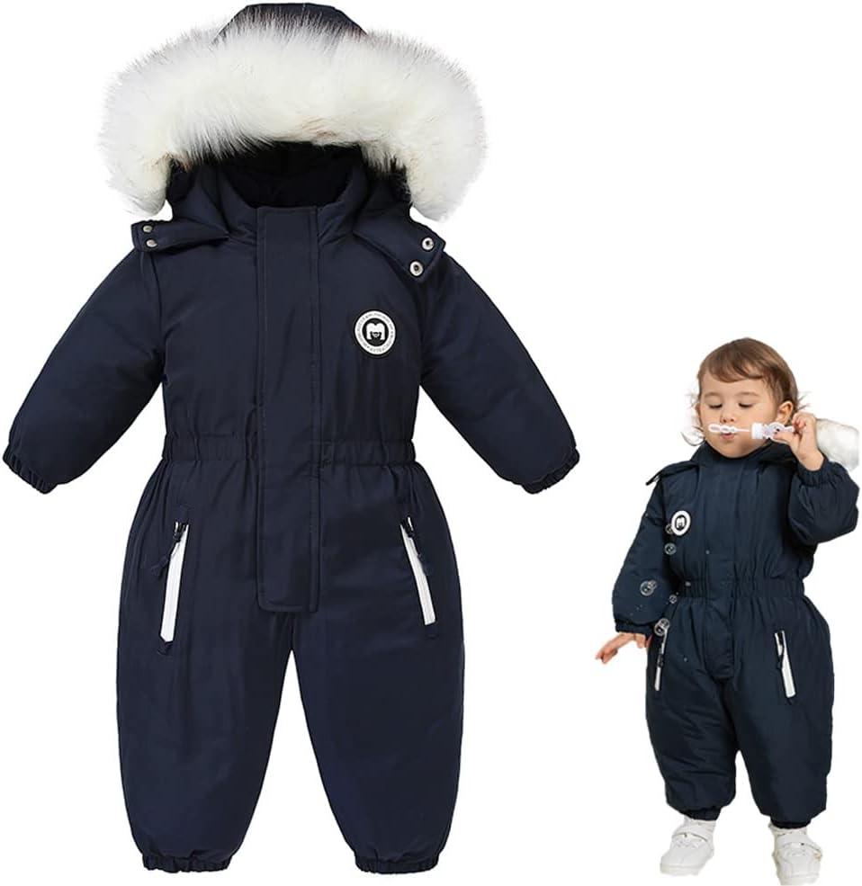 UVIPC Toddler One Piece Snowsuits Ski Suits Winter Waterproof Coats Jackets Jumpsuits for Kids Boys and Girls 2T-5T (Navy)
