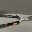 Fiskars Power-Lever Extendable Hedge Shears, Self-Sharpening Serrated Steel Blades for Clean Cuts, Handles Adjust 25"-33" for High Reach, Multiplies Leverage for 2x Power, 10" Blades, Orange/Black, 1-pack