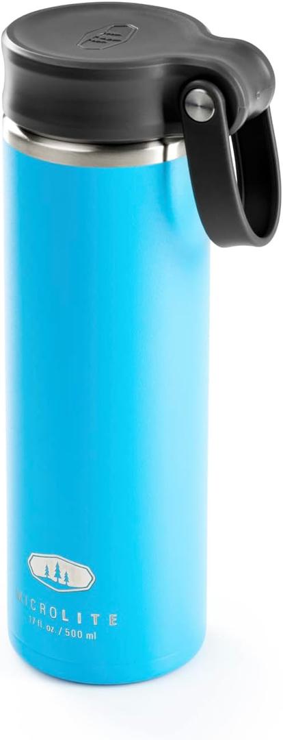 GSI Outdoors - Microlite Water Bottle, Vacuum Insulated Stainless Steel, Twist Lid (16.9 Ounces, Bonnie Blue)
