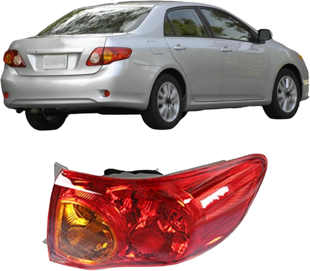 Silscvtt Passenger Side Outer Rear Brake Tail Light Assembly Replacement for Toyota Corolla 2009 2010 Red Lens Right Tail Lamp 8155002460 TO2801175
