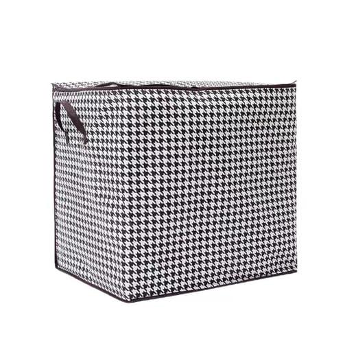 LOEISMZS Houndstooth Storage Bags, Quilt Storage, Wardrobe Organizer, Multi-Purpose, Non-Woven Fabric, Brown, 180L One zipper may be faulty