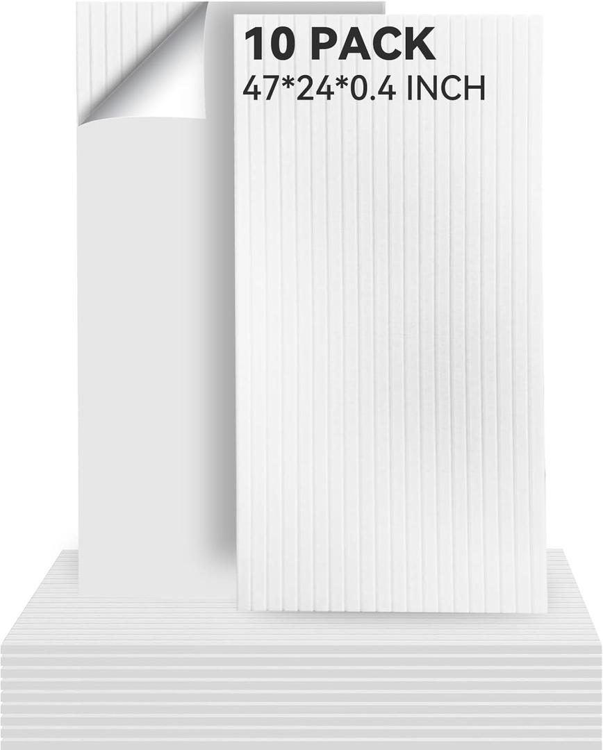 10 Packs Acoustic Panels, Large 47" X 24" X 0.38" Soundproof Wall Panels, Self-adhesive Sound Absorbing Dampening Panel, Sound Proof Panels for Walls Home Studio and Office (White)