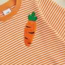 2 x Baby Boy Girl Easter Outfit Sweatshirt Romper Striped Carrot/Bunny Long Sleeve Bubble Romper Waffle Knit Bodysuit (Orange)