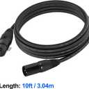 10ft DMX Cable, 4 Pack 3m DMX Light Cables DMX Wires, 3-Pin XLR Male to Female Stage Signal Cable with Metal Connectors for DMX512 Stage & DJ Lighting fixtures